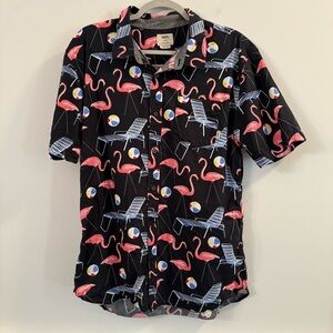 Vans Black Shirt with Flamingo and Beach Ball Design